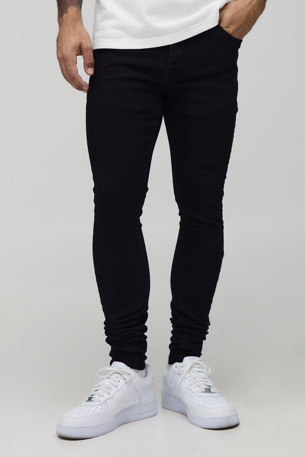Mens Black Super Skinny Stretch Jean, Black